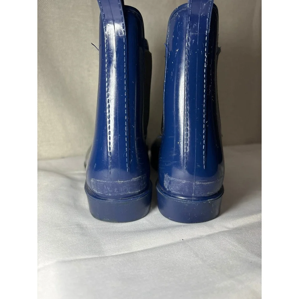 Lauren Ralph Lauren Tally Navy Blue Glossy Rubber Rain Boots Women 10 Ankle Boot